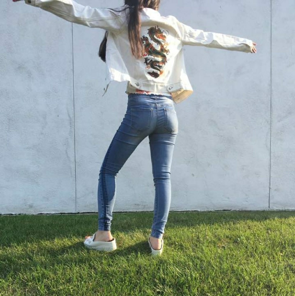 ๐HP lastโ๏ธ๐White Dragon Jean Jacket - Picture 5 of 8